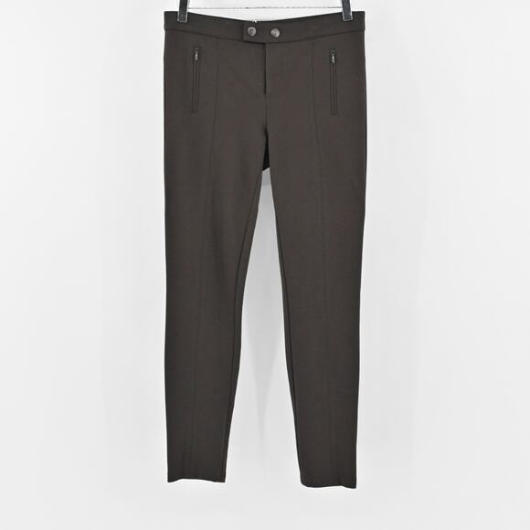 VINCE Pants Womens Size 6 Front Seam Ponte Solid Brown Skinny Leg Zip Pockets - Picture 1 of 13
